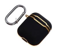ROMISBABA Electroplated Texture Wireless Headset Protective Case with Buckle for Portable Earphone Shell Cover Stylish Black and Gold Design Shock-resistant and Comfortable to Touch
