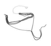 ROMISBABA Elegant Black Tassel Pendant Necklace Long Layered Rhinestone Beaded Choker for Women Cold Style Sparkly Chain Jewelry for Formal Parties Weddings Prom