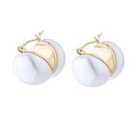 ROMISBABA Elegant Double-sided Pearl Ear Studs Vintage Simple Alloy Earrings for Women Stylish Girl Ear Accessories for Daily Wear Business Trips and Casual Outfits
