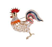 ROMISBABA Elegant Rooster Brooch with Cat'S Eye Stone, Alloy Breastpin for Women, Full Rhinestone Decoration, Fashion Jewelry Accessory for Clothing and Jackets