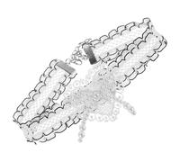 ROMISBABA Elegant White Lace Choker Necklace with Faux Pearl Bowknot Vintage Victorian Style Retro Bridal Collar for Women and Durable Fabric and Plastic Statement Jewelry for Formal and