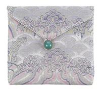 ROMISBABA Embroidered Double-Layer Cotton Linen Pouch Drawstring Closure, Small Jewelry Storage Bag for Travel and Outdoor Watch Organizer, Pattern, Random Color Texture