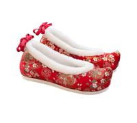 ROMISBABA Ethnic Chinese Style Embroidered Hanfu Shoes with Hidden Wedge Heel Breathable Cotton Sole Lightweight Floral Flats for Women Traditional Costume and Bridal Wear