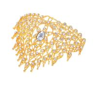 ROMISBABA Ethnic Golden Crown Hair Comb with White Rhinestones for Girls - Traditional Thai Princess Headdress for Travel Photoshoots and Cultural Souvenirs