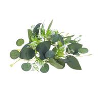 ROMISBABA Eucalyptus Leaf Candle Ring Wreath for Wedding Decorations and Easter Centerpieces, Artificial Silk Cloth and Pe Material, Green Colour, Realistic Design That Won't Fade to Enhance