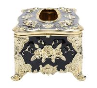 ROMISBABA European Style Tissue Box with Rose Patterned Design Plastic Napkin Holder for Household and Car Use Featuring Large Opening and Convenient Replacement for Living Room and Bedroom