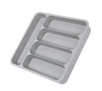 ROMISBABA Expandable Silverware Drawer Organizer Tray with Multiple Compartments PP Cutlery Holder for Kitchen Utensils Bedroom Bathroom Storage Gray Flatware Organizer for Forks Spoons