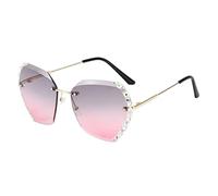 ROMISBABA Fashion Sunglasses for Women Crystal Frameless Edge Bling Party Eyewear Accessory Structure Stylish Outdoor Prom Shades in Gold Pink Grey