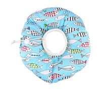 ROMISBABA Fish Pattern Soft Pet Collar Adjustable Anti-bite Anti-lick Cat Neck Guard for Surgery and Wound Protection Lightweight Blue S