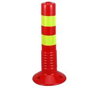 ROMISBABA Flexible Reflective Plastic Bollard Post 45cm with Thick Soft Rubber Red Yellow Traffic Delineator for Driveway Security and Construction Event Warning