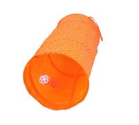 ROMISBABA Foldable Cat Tunnel with Hanging Ball for Indoor Cats and Kittens for Exercise and Play Orange Polka Dot Design Easy Storage Pet Plaything Supplies