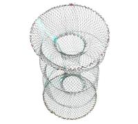 ROMISBABA Foldable Fishing Net Trap with Steel Wire Support Portable Mesh Cage for Crayfish Shrimp Crab Lobster Minnow Easy Use Telescopic Bait Cast Design Nylon Mesh for Freshwater and