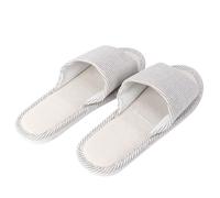 ROMISBABA Four Seasons Household Linen Slippers with Thick Anti-slip Sole Comfortable Breathable Thin Stripe Design Skin-friendly Cotton Slip Men and Women Coffee