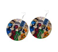 ROMISBABA Geometric Wood Earrings for Women Handmade African Personality Design Wooden Stud Earring Fun Aesthetic Pattern for Women