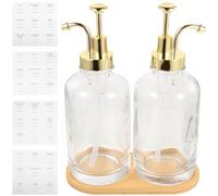 ROMISBABA Glass Pump Bottle for Coffee Syrup with Pump Design and Compact Glass and Wood Construction, Syrup Dispenser for Kitchen and Homemade Coffee Lovers