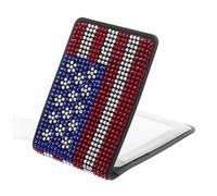 ROMISBABA Glitter Driver's License Holder with American Flag Rhinestones Car Registration Organizer Wallet for Women Scratch Resistant Vehicle Document Protector Stylish Car Accessory for