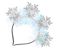 ROMISBABA Glitter Snowflakes Headband for Women Christmas Party Hairband Lightweight Decorative Xmas Accessory with Pink Silver Snowflake Decorations