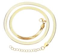 ROMISBABA Gold Snake Chain Necklace Flat Snake Bone Design for Women Minimalist Stainless Steel Chic Clavicle Chain for Mother’s Day or Wedding Gifts