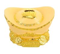 ROMISBABA Gold Yuanbao Piggy Bank Ornament Creative Desktop Money Jar for Adults Flat-bottom Coin Storage Decor Elegant Four Seasons Prosperity Feng Shui Home Accent