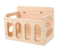 ROMISBABA Grass Feeder for Rabbits and Small Animals, Wooden Hanging Hay Rack with Perforated Feeder, Wall Mountable Food Holder for Guinea Pigs Chinchillas