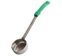 ROMISBABA Green Sauce Spoon with Long Handle Flat Bottom Ladle for Pizza Spread and Ketchup Smooth Surface Kitchen Utensil for Home and Restaurant Use