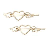 ROMISBABA Hair Clips, Easy to Put and Take Golden Alloy 2pcs Heart and Wing Sturdy Hair Styling Holders for Daily Use and Special Occasions