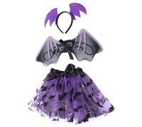 ROMISBABA Halloween Bat Costume for Bat Wings and Headband Comfortable Gauze Material Spider Web Design for Party Photography and Stage Cosplay