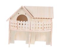 ROMISBABA Hamster Wooden House Dual Levels Safe Natural Hideout for Tiny Pets Fun Design for Exploring Easy to Clean Hamster Shelter Features