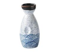 ROMISBABA Hand-Painted Japanese Style Ceramic Glazed Sake Pot Elegant Wave Design Multifunctional Vessel for Sake Tea Spirits for Home Parties and