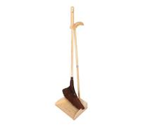 ROMISBABA Handmade Palm Fiber Broom and Dustpan Set, Long Handle Household Floor Sweeper, Anti-static Wooden Dustpan for Kitchen, Garden, and Hardwood Floors