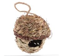 ROMISBABA Handmade Woven Grass Bird Nest Shelter Breathable Outdoor Hanging Bird House for Garden and Porch Decoration with Rope Creative Natural Material Haven