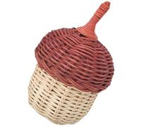 ROMISBABA Handwoven Rattan Pine Cone Crossbody Bag Mini Mushroom Shape Woven Shoulder Purse for Summer Beachwear Burgundy