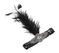 ROMISBABA Headband Material Wear Polyester and to Easy Hair Accessory Vintage Plume with Crystal Halloween Elegant 1920s 20s Roaring Style for for Women Evening Party