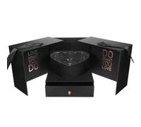 ROMISBABA Heart-Shaped Rose Flower Box Black Fabric and Cardboard Flower Storage Case for Valentine’S Day Packaging for Bouquets and Special Occasions