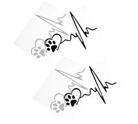 ROMISBABA Heartbeat Car Decal Dog Paw Print Stickers, Pet Material with Fine Workmanship 4pcs Stylish and Elegant Car Decoration for Vehicles