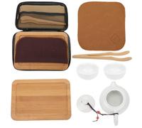 ROMISBABA Heat-Resistant Ceramic Travel Tea Set with One Teapot Two Cups Portable Kung Fu Tea Kit for Outdoor Use and Loose Leaf Brewing