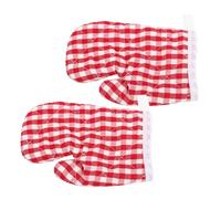 ROMISBABA Heat Resistant Oven Mitts for Baking Cooking Bbq Microwave Use Red Checked Kitchen Gloves for Family Safety and Comfortable Grip
