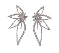 ROMISBABA Hollow Butterfly Wing Clip Earrings for Women Flower Design Rhinestone Ear Clips Lightweight Non-pierced Ear Jewelry for Parties and Gifts