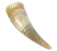 ROMISBABA Horn Scalp Massager Wide Tooth Massage Comb with Wooden Bristles Khaki Removes Dandruff Stimulates Scalp for Head Treatment