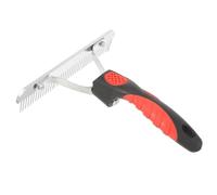 ROMISBABA Horse Grooming Metal Comb with Black-red Rubber Handle 175mm, Horse Tail Hair Rake for Fur Cleaning and Shedding, Sturdy Equine Grooming Tool for Stable and Riding Care