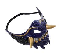 ROMISBABA Japanese Monster Demon Prajna Half Face Mask Lightweight Evil Samurai Cosplay Costume for Halloween Party Masquerade Unisex Fancy Mask for Men