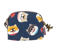 ROMISBABA Japanese Style Coin Purse Change Bag Portable Wallet Blue Rural Dog Pattern Half-Moon Shape Vintage Storage Coin Bag for Everyday Use