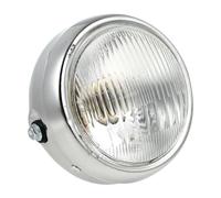 ROMISBABA Lamp Use Beam Rustproof Glass Iron Brighter Construction and with Retro Headlight Silver round Driving for Motorcycle Front Motorcycle Motorbike