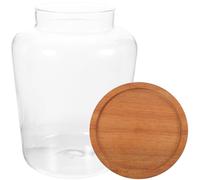 ROMISBABA Large Capacity 1.5L High Borosilicate Glass Tea Jar Acacia Wood Lid, Airtight Kitchen Storage Container for Household Food and Tea Preservation