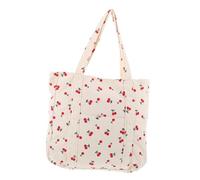 ROMISBABA Large Capacity Cherry Pattern Corduroy Tote Bag for Women Durable Single Shoulder Shoulder Bag with Zipper Closure Lightweight and Sturdy Tote for Work Shopping and Travel
