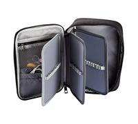ROMISBABA Large Capacity Colored Pencil Case with Slots Zipper Portable Pencil Pouch for Art Supplies Stationery Organizer with Individual Pages for Students and Artists Black