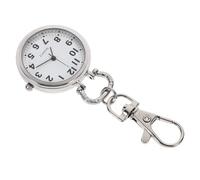 ROMISBABA Large Dial Quartz Nurse Watch Hanging Zinc Alloy Portable Student Pocket Watch Big Numbers, White Steel Small Size Suitable for Exams and Medical Use