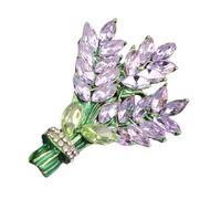 ROMISBABA Lavender Flower Brooch Pin for Clothes Premium Alloy Vintage Lapel Pin with Rhinestone Decoration for Womens Dress Scarf Bag Accessories Elegant Floral Corsage