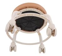 ROMISBABA Low Round Rolling Stool with Universal Casters, Swivel Salon Spa Footrest, Small Brown Beauty Footstool for Home, Garage, and Office Use