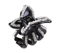 ROMISBABA Luxury Black Rhinestone Bow Hair Clip for Women with Strong Holding Dual Teeth Design, Resin Material, for Official Meetings and Daily Hair Accessories